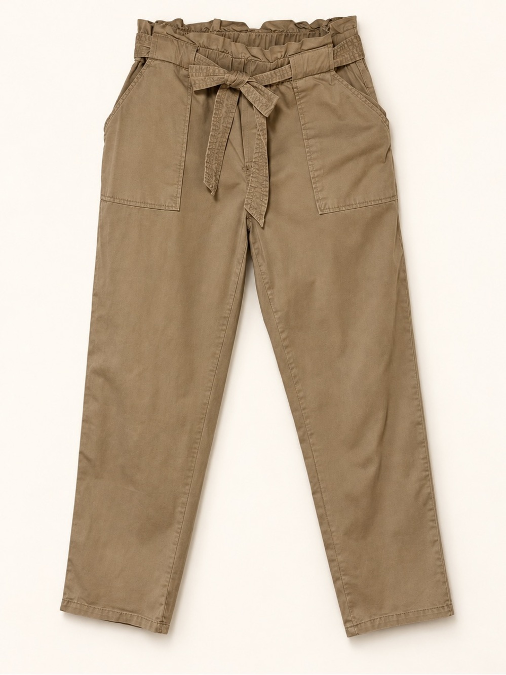 Garage Tan Paperbag Waist Tie Belt Utility Pants Size Large